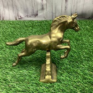 Vintage Brass Jumping Horse over Wall